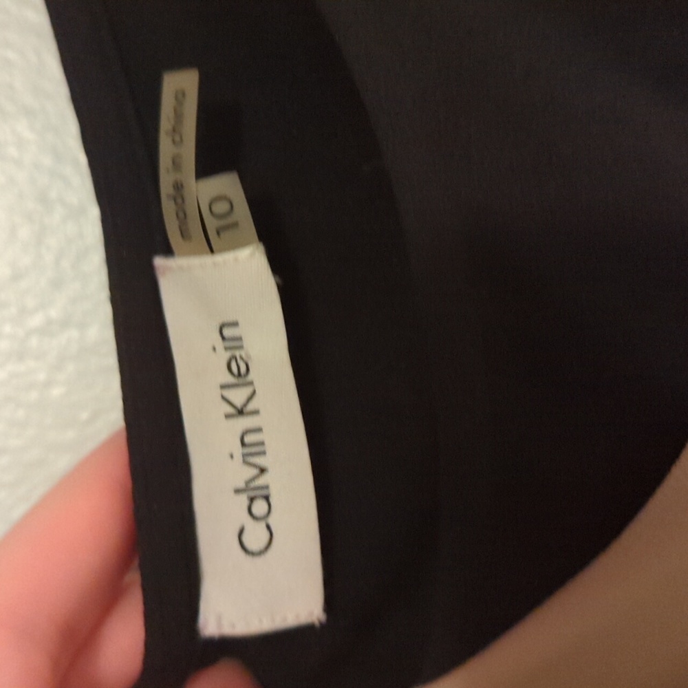 Women's Calvin Klein sleeveless Black & Tan Dress, Size 10 - Picture 2 of 5